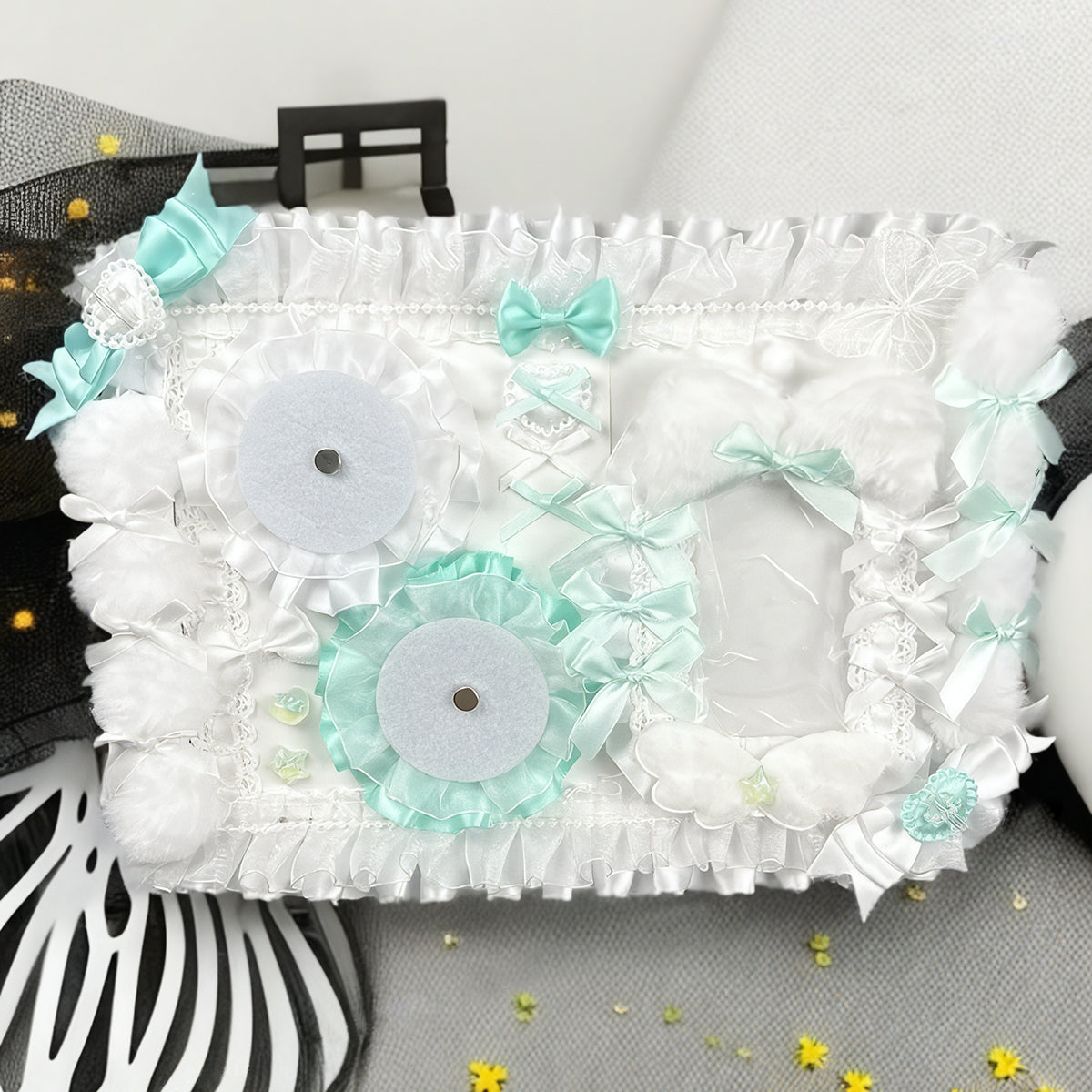 (Custom size) Enchanted Ribbon Itabag Display Insert - Holds 2 Badges and 1 Photocard Perfectly-Finished Ita Board Original Handmade