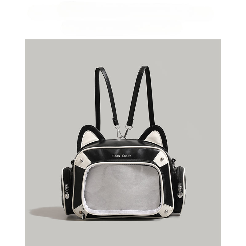 Cute cat two-dimensional comic show women's fashion trend backpack shoulder Itabag