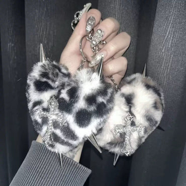 Y2K Plush Heart Bag Charm Keychain