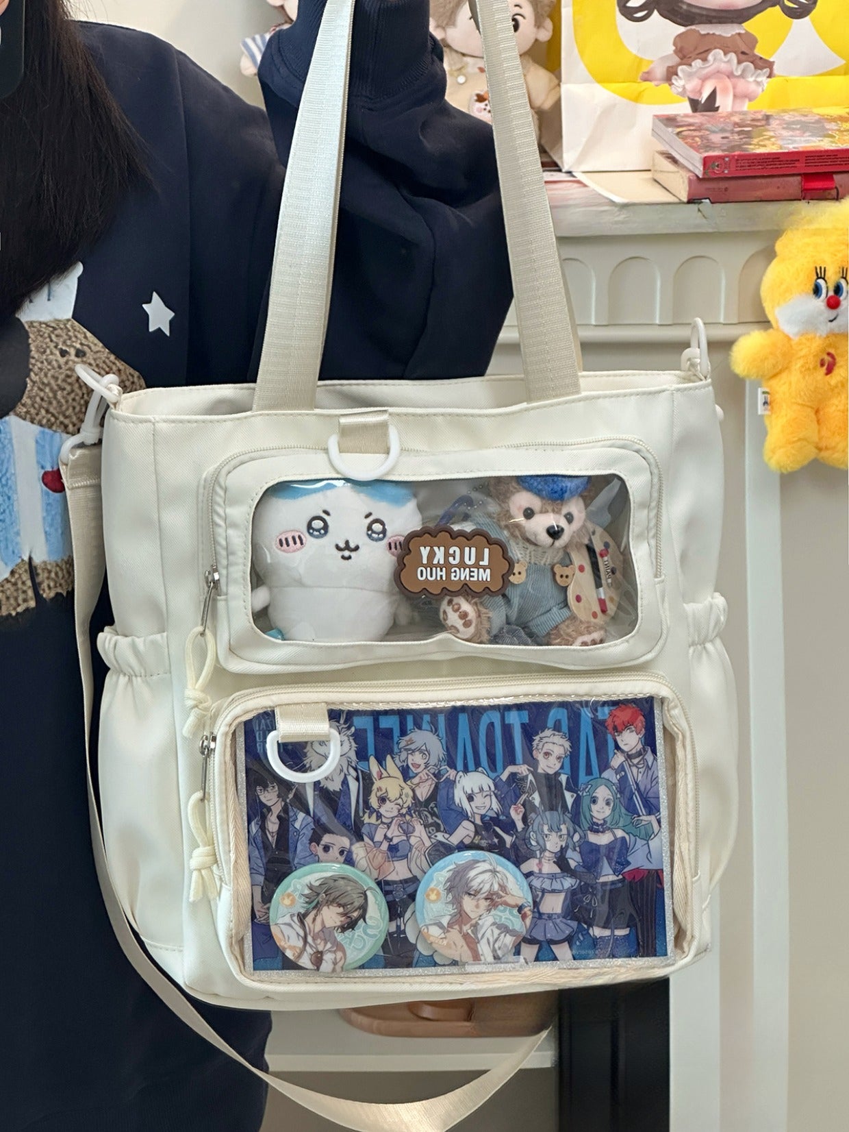 Cute Large Ita Bag – Crossbody/Shoulder School Bag for Badges & Plush Toys