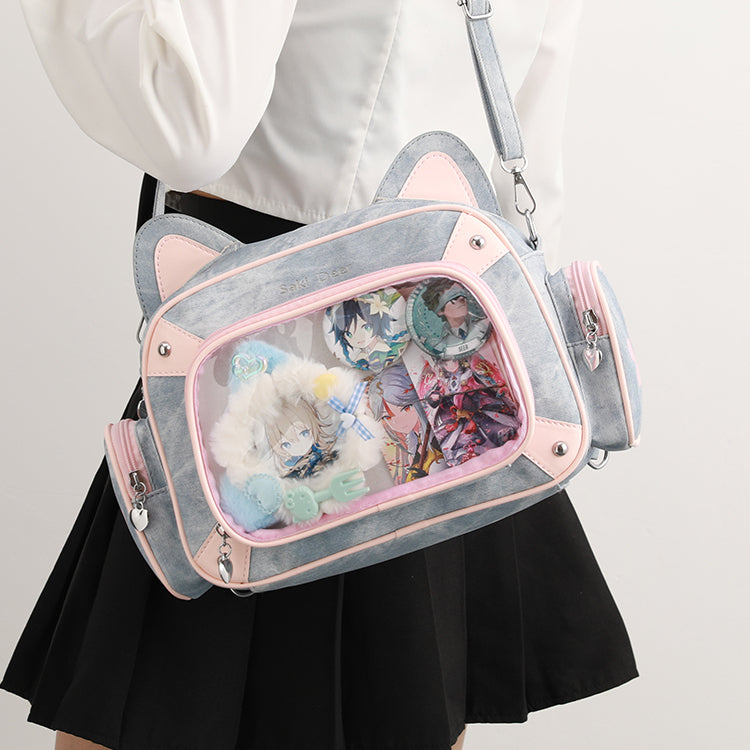 Cute cat two-dimensional comic show women's fashion trend backpack shoulder Itabag