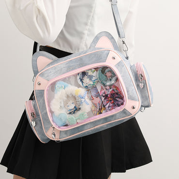 Cute cat two-dimensional comic show women's fashion trend backpack shoulder Itabag