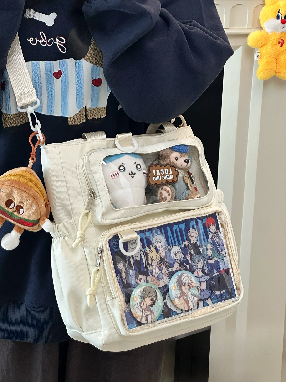 Cute Large Ita Bag – Crossbody/Shoulder School Bag for Badges & Plush Toys