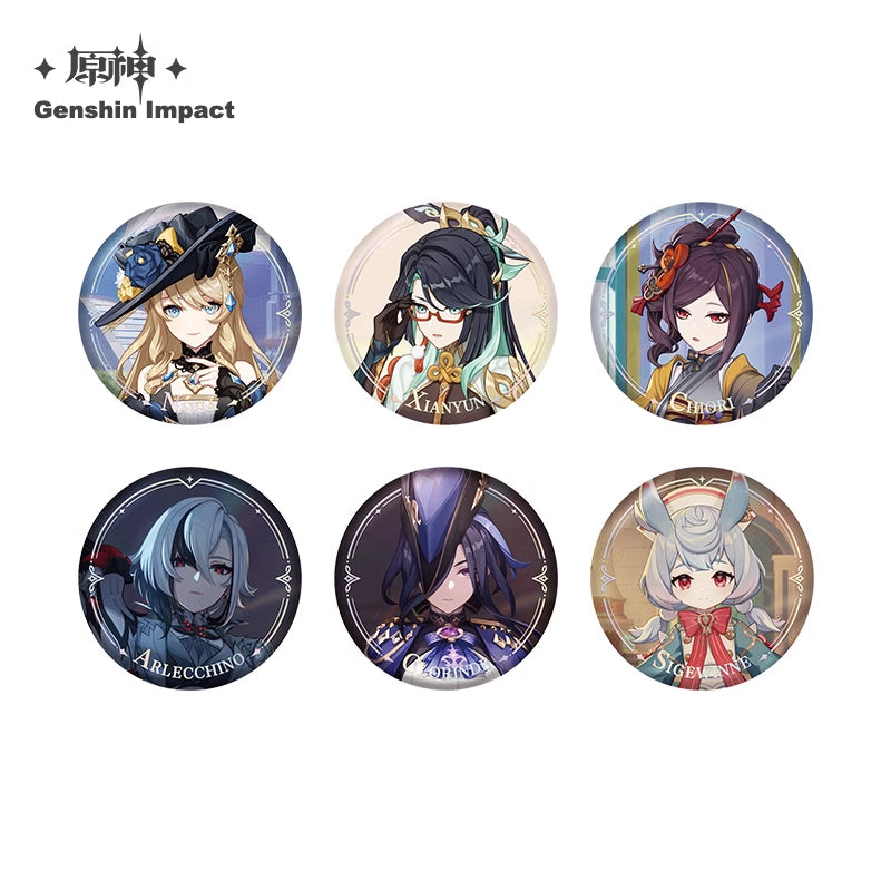 Lisenced Genshin Impact Character PV Series Tinplate Badge – 2.28inches(58mm) – Furina & Wanderer