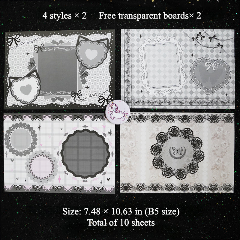 8 Sheets of Background Boards for Ita Bag - Cute Accent Style