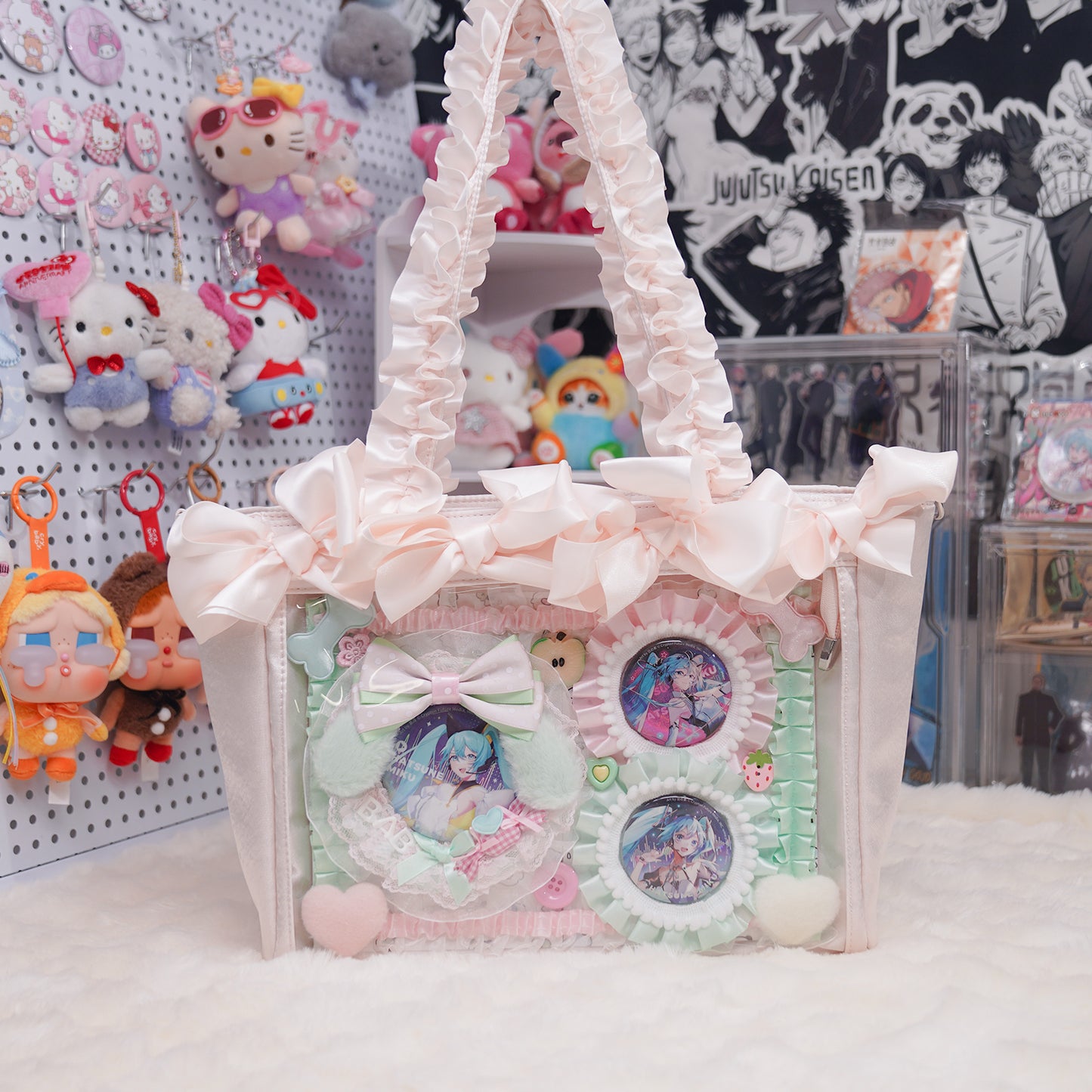 Miku’s Dreamy Ribbon Ita Bag – Handheld, Shoulder & Crossbody Pastel Display Tote