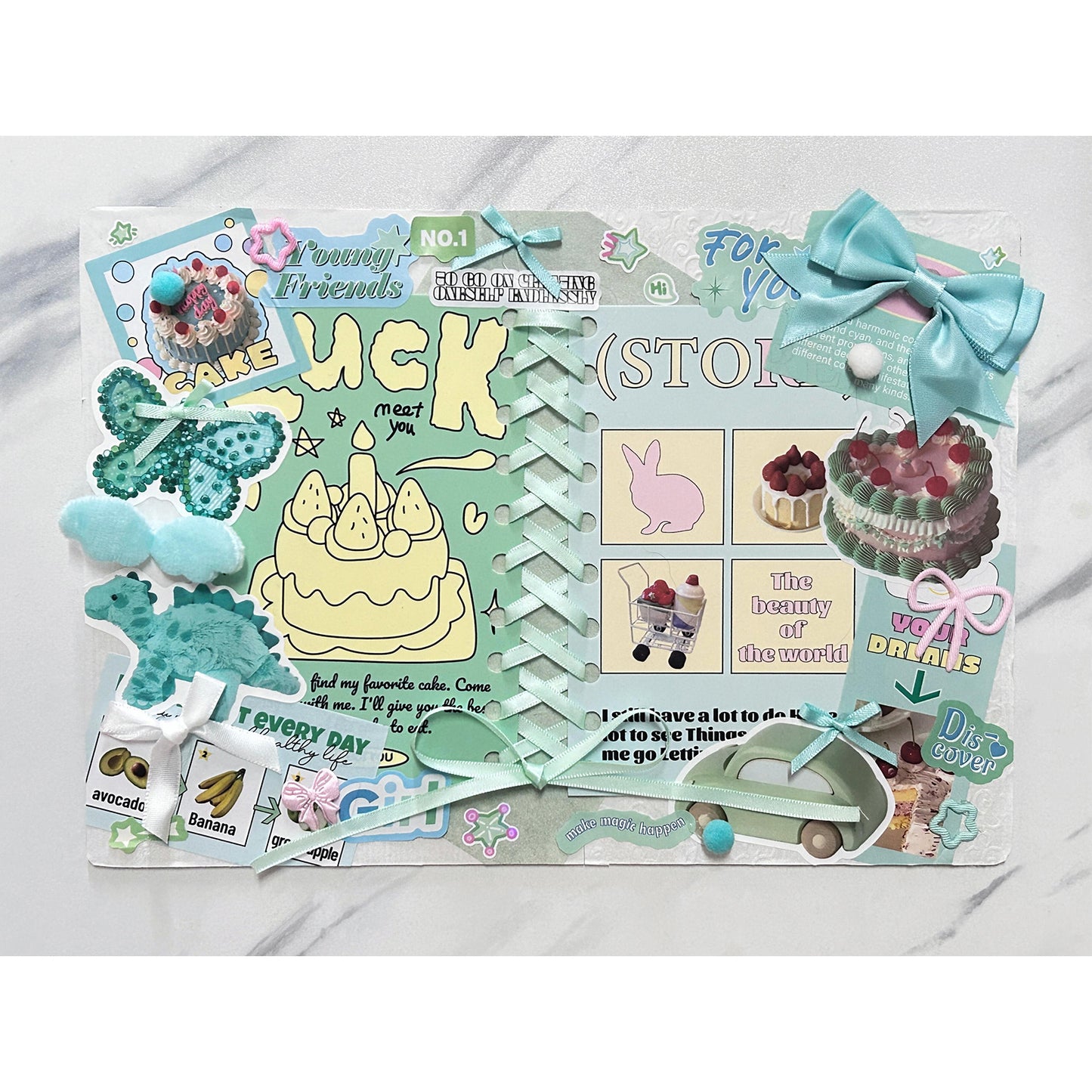 (Custom size) Summer Ribbon Itabag Display Insert — Original Handmade Ita Board