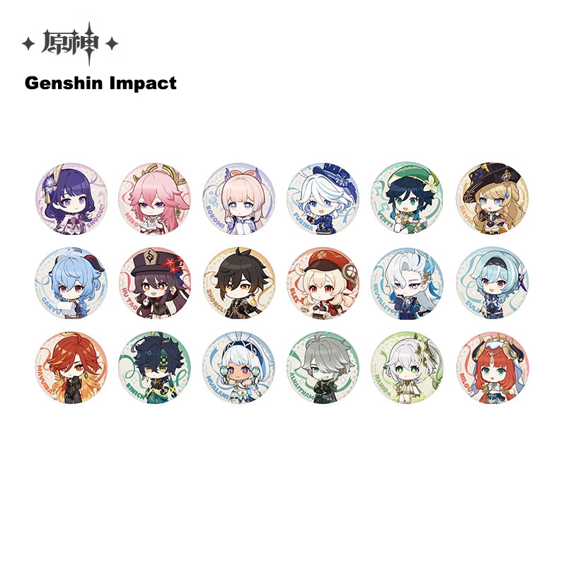 Lisenced Genshin Impact Character Illustration Series Badge – 2.28 inches(58mm) – Xiao & Albedo