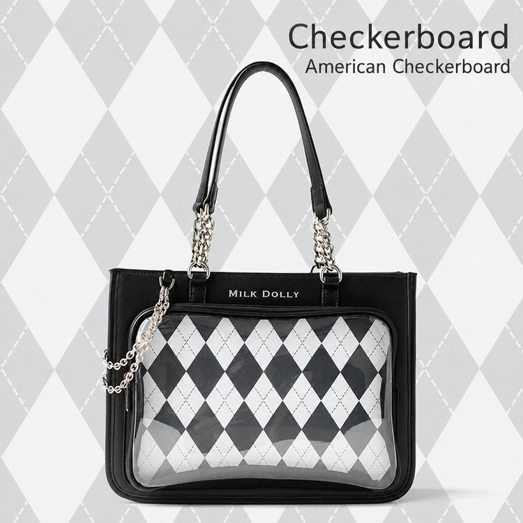 FuyuuNeko Checkered Ita Bag Crossbody, Large Capacity