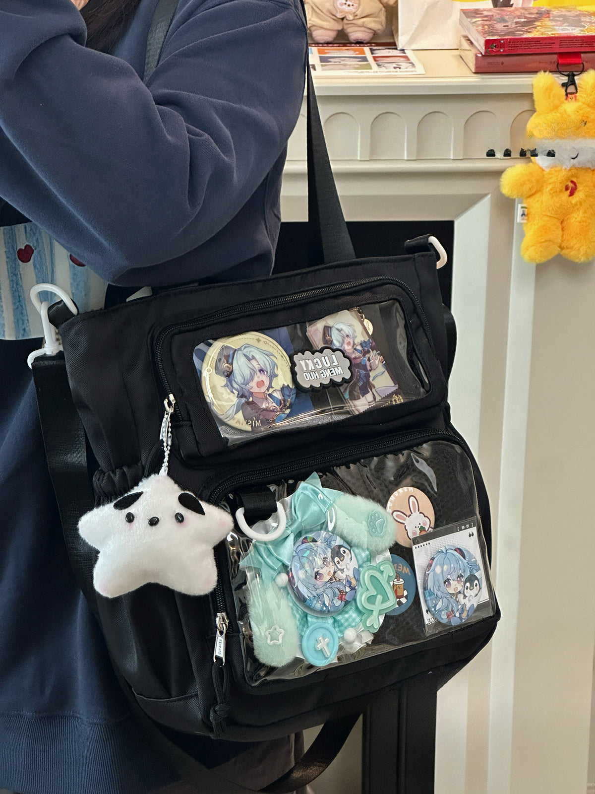 Cute Large Ita Bag – Crossbody/Shoulder School Bag for Badges & Plush Toys