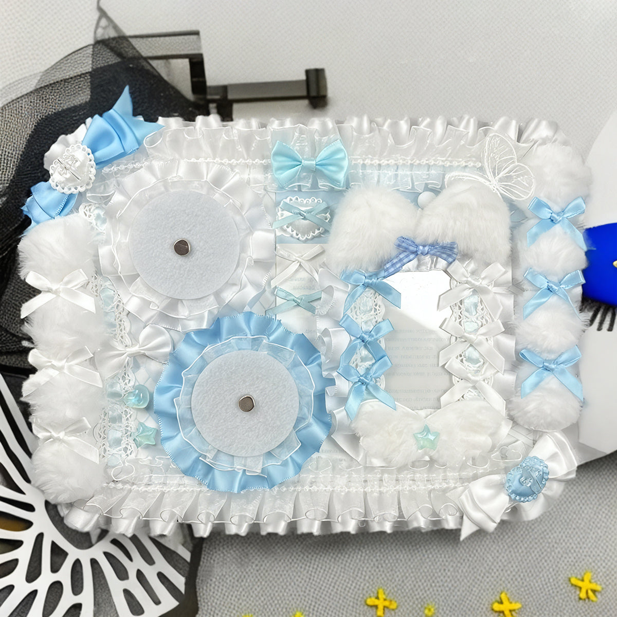 (Custom size) Enchanted Ribbon Itabag Display Insert - Holds 2 Badges and 1 Photocard Perfectly-Finished Ita Board Original Handmade