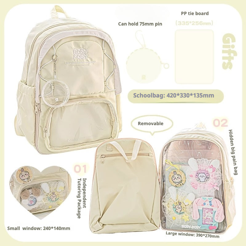 Cute Ita Backpack for School – Big Capacity for Dolls, Badges & Accessories