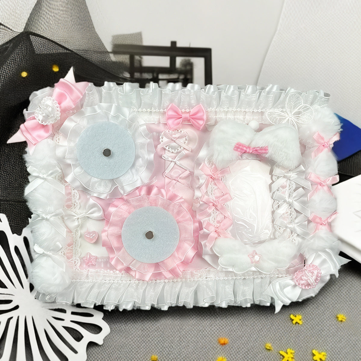 (Custom size) Enchanted Ribbon Itabag Display Insert - Holds 2 Badges and 1 Photocard Perfectly-Finished Ita Board Original Handmade