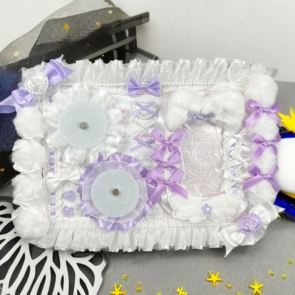 (Custom size) Enchanted Ribbon Itabag Display Insert - Holds 2 Badges and 1 Photocard Perfectly-Finished Ita Board Original Handmade
