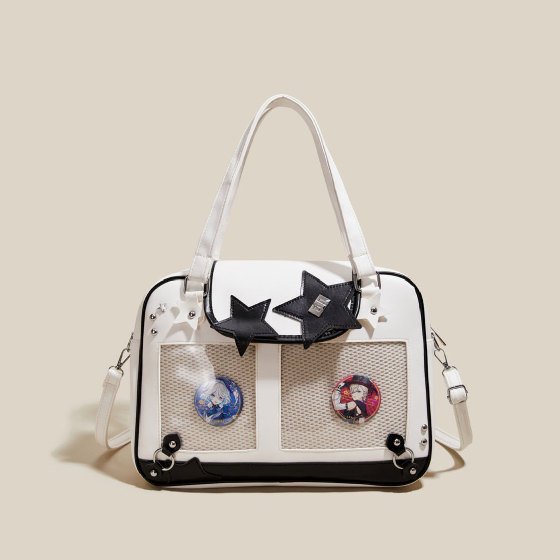 Large Capacity Cream Itabg Casual Student Commuter Shoulder Crossbody Bag