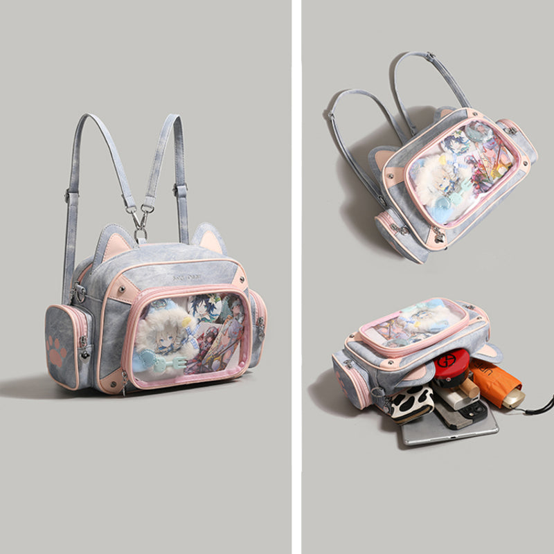 Cute cat two-dimensional comic show women's fashion trend backpack shoulder Itabag