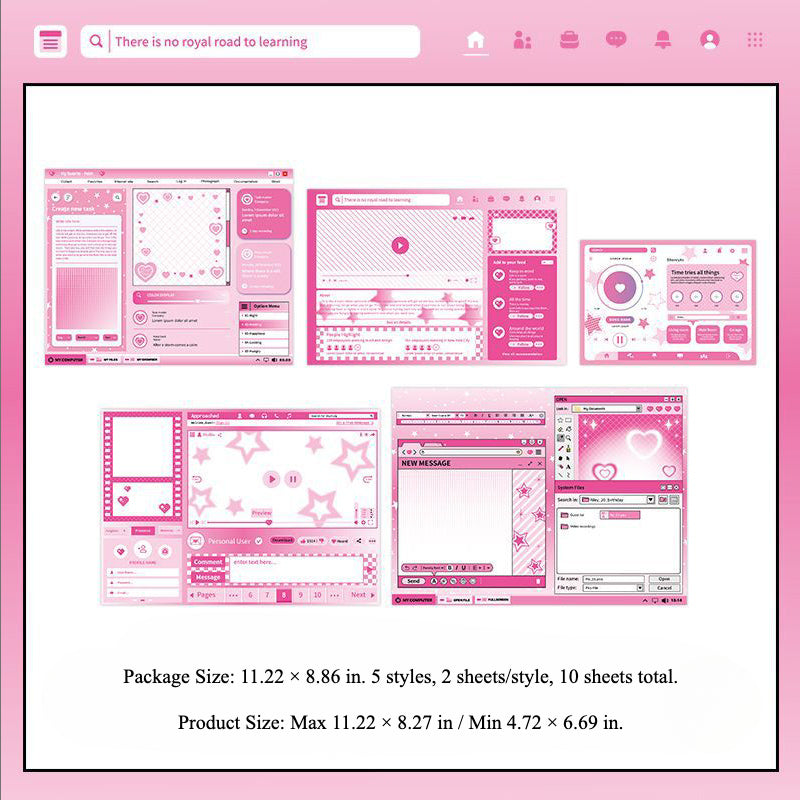 10 Sheets of Background Boards for Ita Bag - Windows Desktop Style