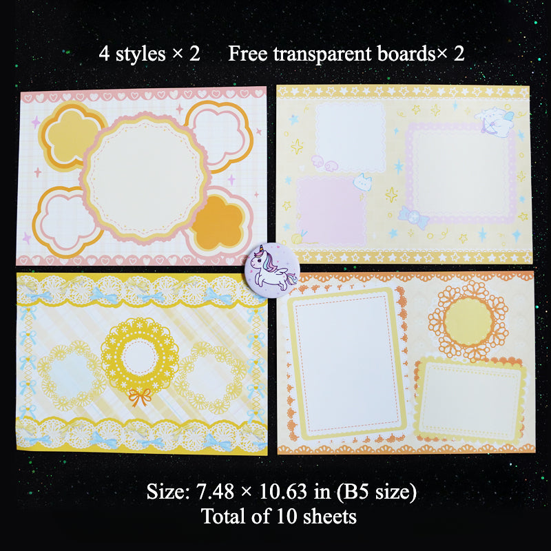 8 Sheets of Background Boards for Ita Bag - Cute Accent Style
