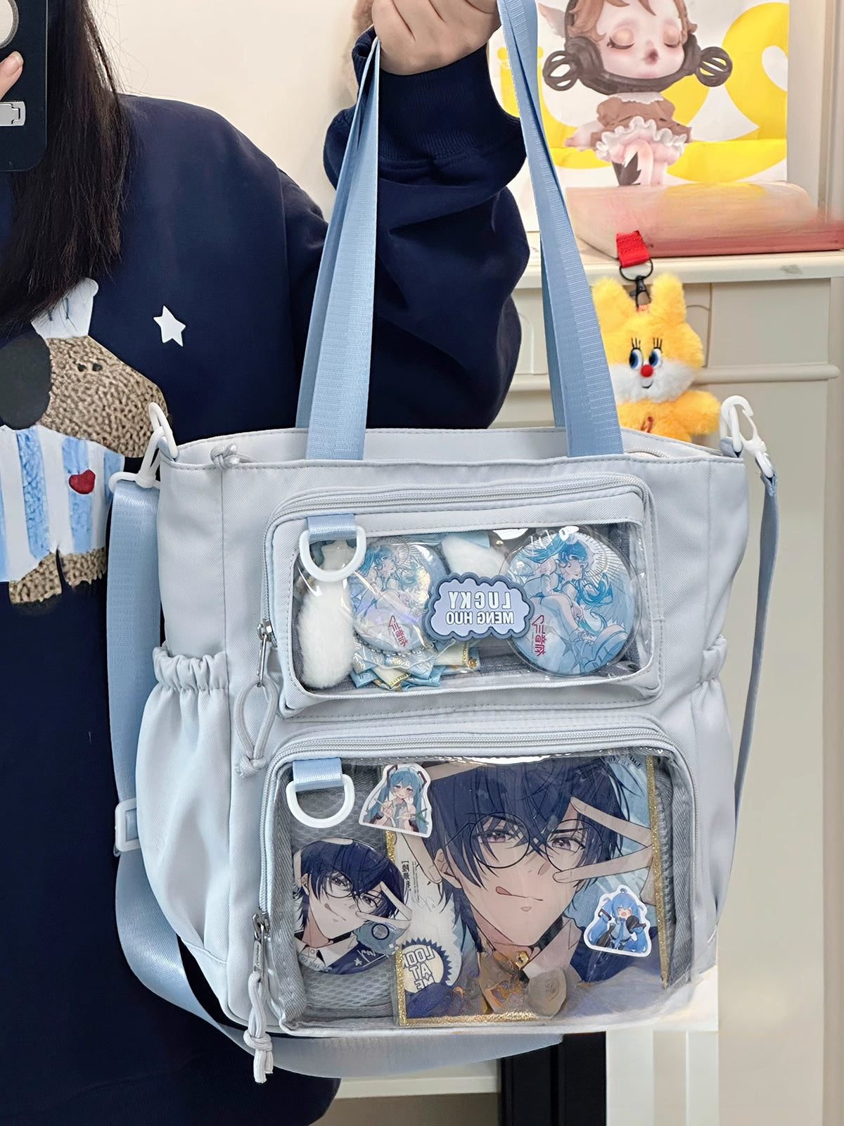 Cute Large Ita Bag – Crossbody/Shoulder School Bag for Badges & Plush Toys