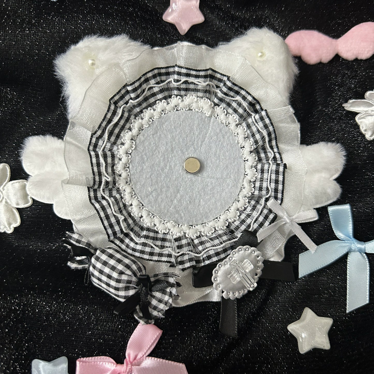 Handmade Angel Cat Badge Holder – Ita Bag Decoration Base for 2.28-2.95 inch (58mm-75mm) Badges