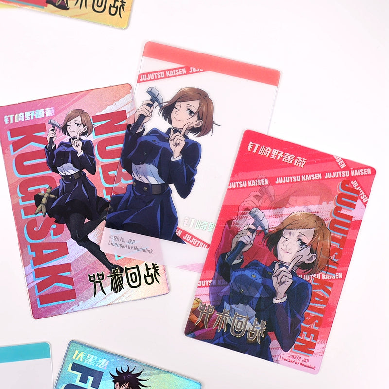 Official Licensed Jujutsu Kaisen Holographic Lenticular Card Set - 3 Collectible Cards (Gojo Satoru, Fushiguro Megumi, Kugisaki Nobara, Itadori Yuji)