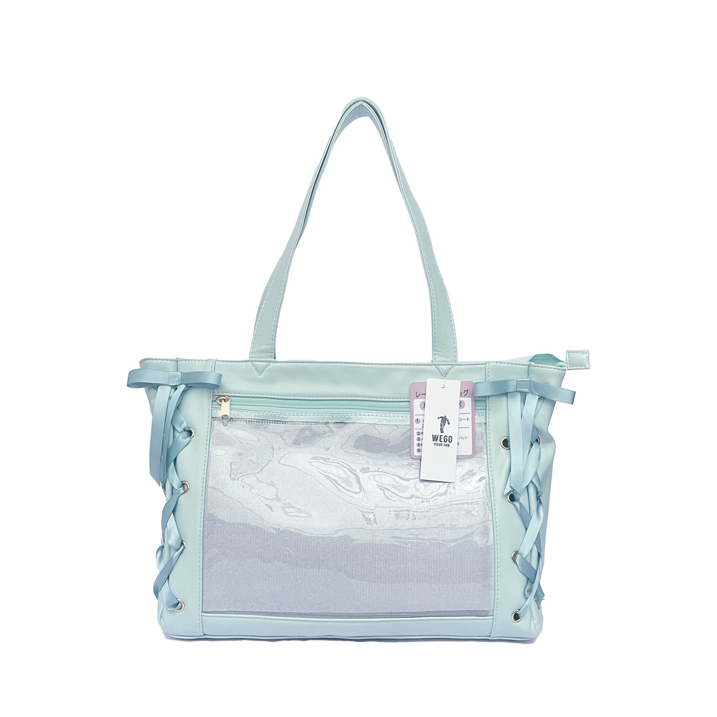 Japanese WEGO Satin Ita Bag – Large Capacity Commuter Bag with Ribbons