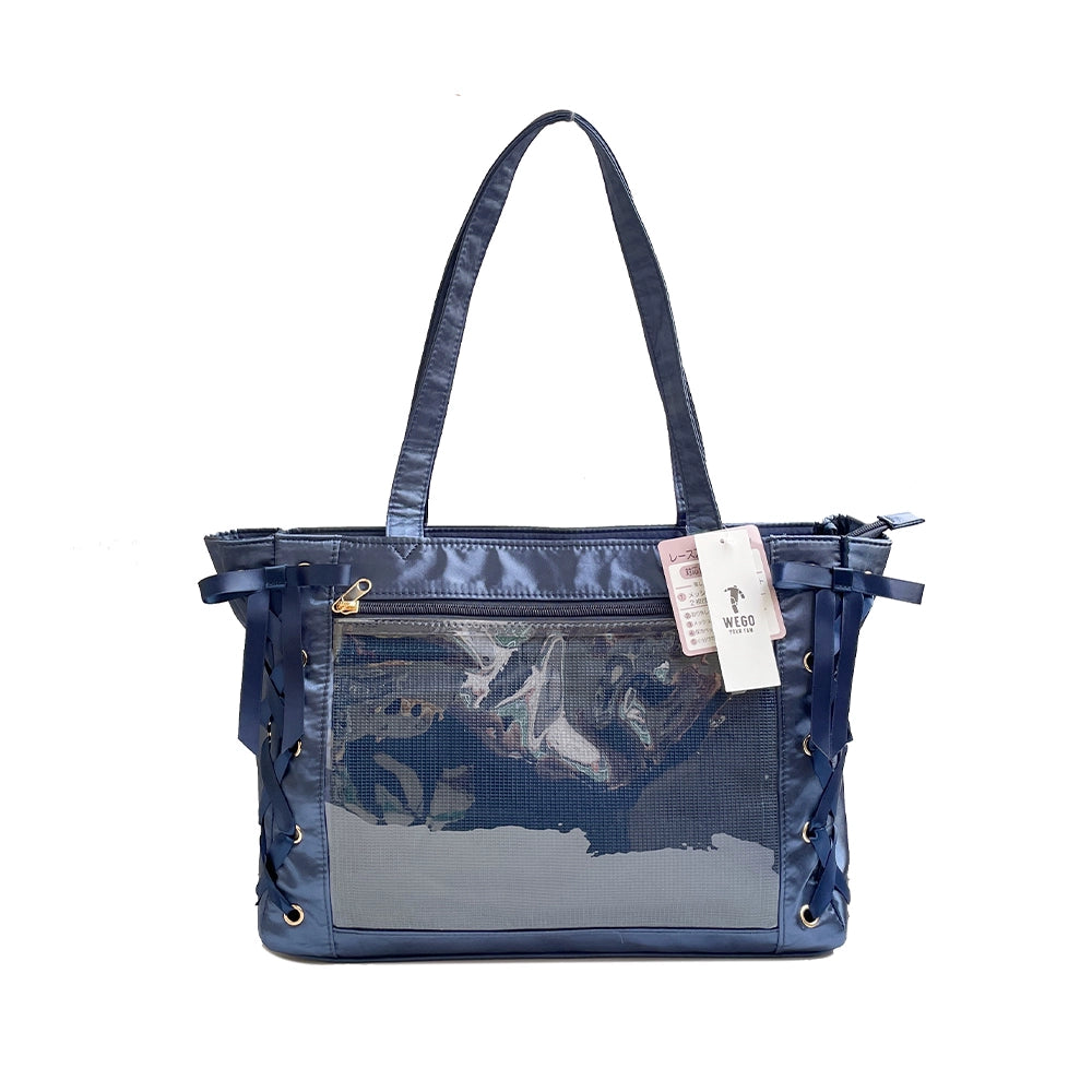 Japanese WEGO Satin Ita Bag – Large Capacity Commuter Bag with Ribbons