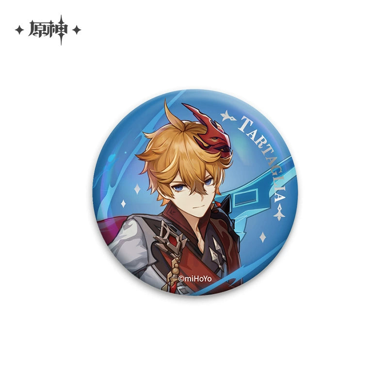 Lisenced Genshin Impact Character Illustration Series Badge – 2.28inches(58mm) – Xiao & Albedo
