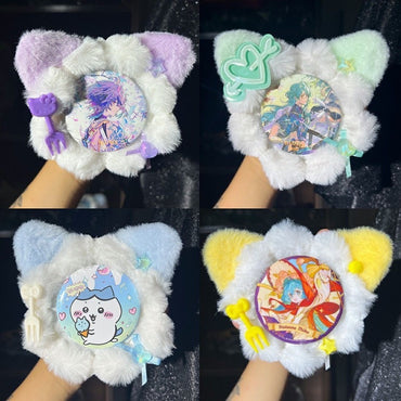 Handmade Cat Ears Badge Holder – Ita Bag Decoration Base for 2.28-2.95 inch (58mm-75mm) Badges