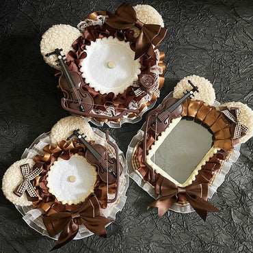 Handmade Ornate Violin Badge & Card Holder Decoration - Base Size 2.28-2.95 inches (58mm-75mm) for Ita Bags