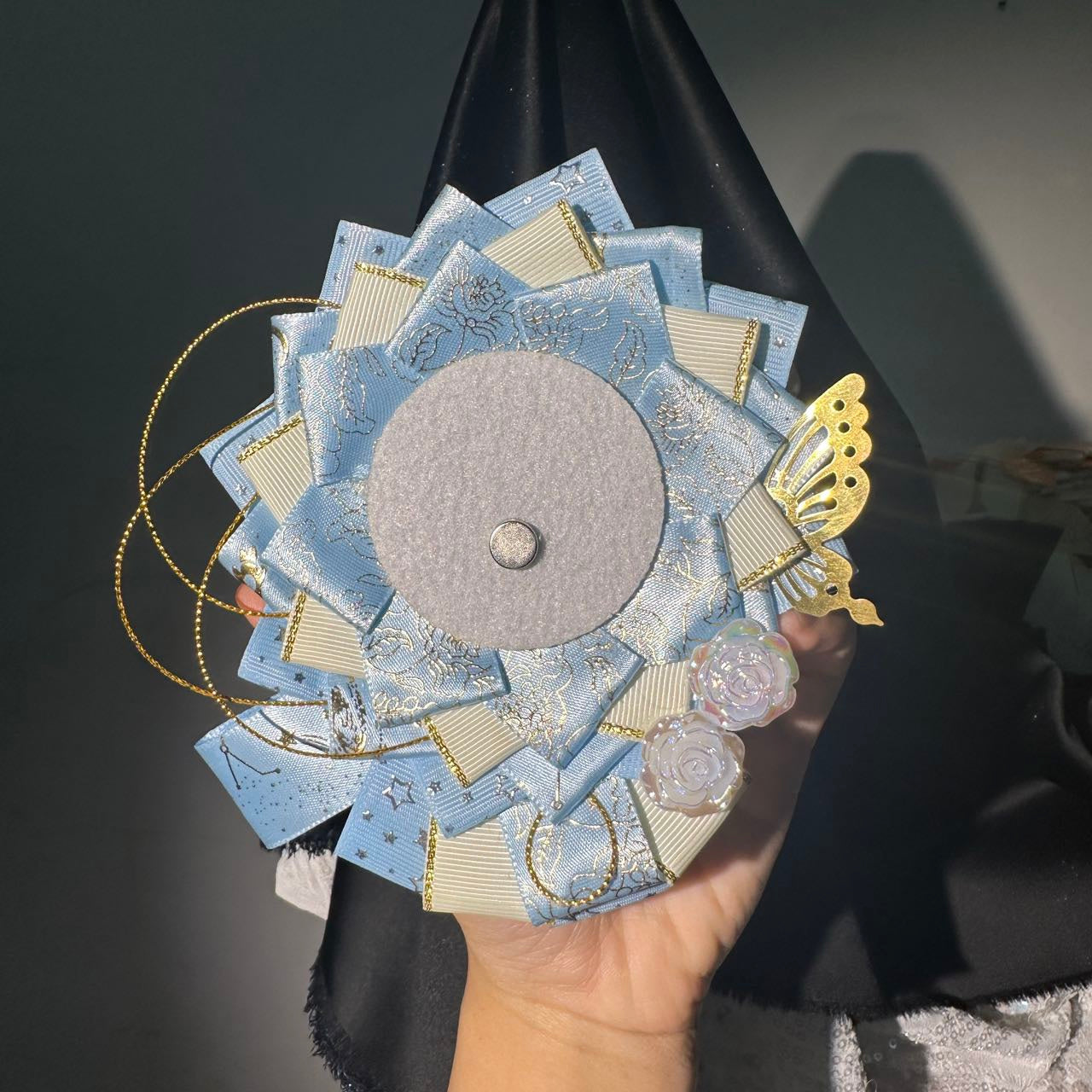 Handmade Lotus Flower Lace Badge Holder – Ita Bag Decoration Base for 2.28-2.95 inch (58mm-75mm) Badges