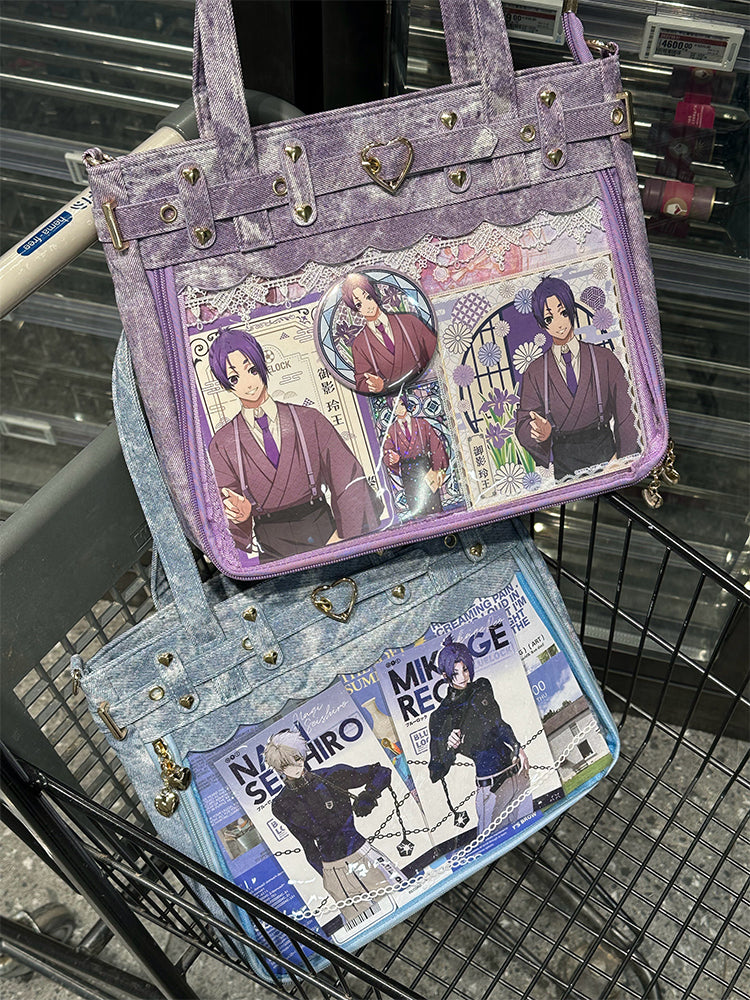 Gothic Punk PU Leather Itabag with Transparent Window