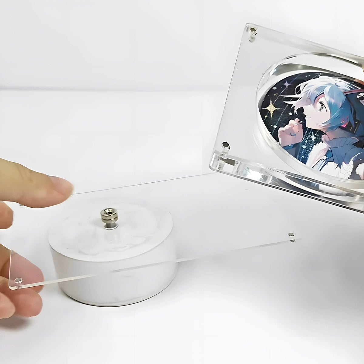 Motorized Spinning Badge Display with Premium Acrylic — Vinyl Style