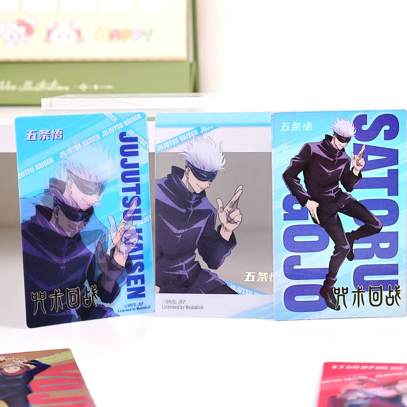 Official Licensed Jujutsu Kaisen Holographic Lenticular Card Set - 3 Collectible Cards (Gojo Satoru, Fushiguro Megumi, Kugisaki Nobara, Itadori Yuji)