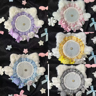 Handmade Angel Cat Badge Holder – Ita Bag Decoration Base for 2.28-2.95 inch (58mm-75mm) Badges