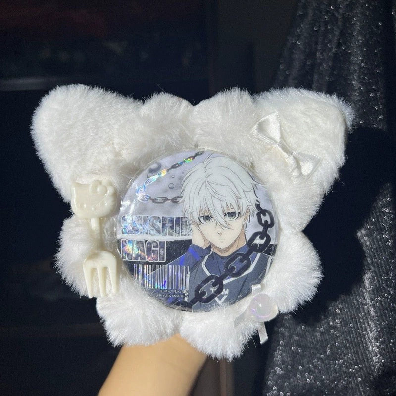 Handmade Cat Ears Badge Holder – Ita Bag Decoration Base for 2.28-2.95 inch (58mm-75mm) Badges