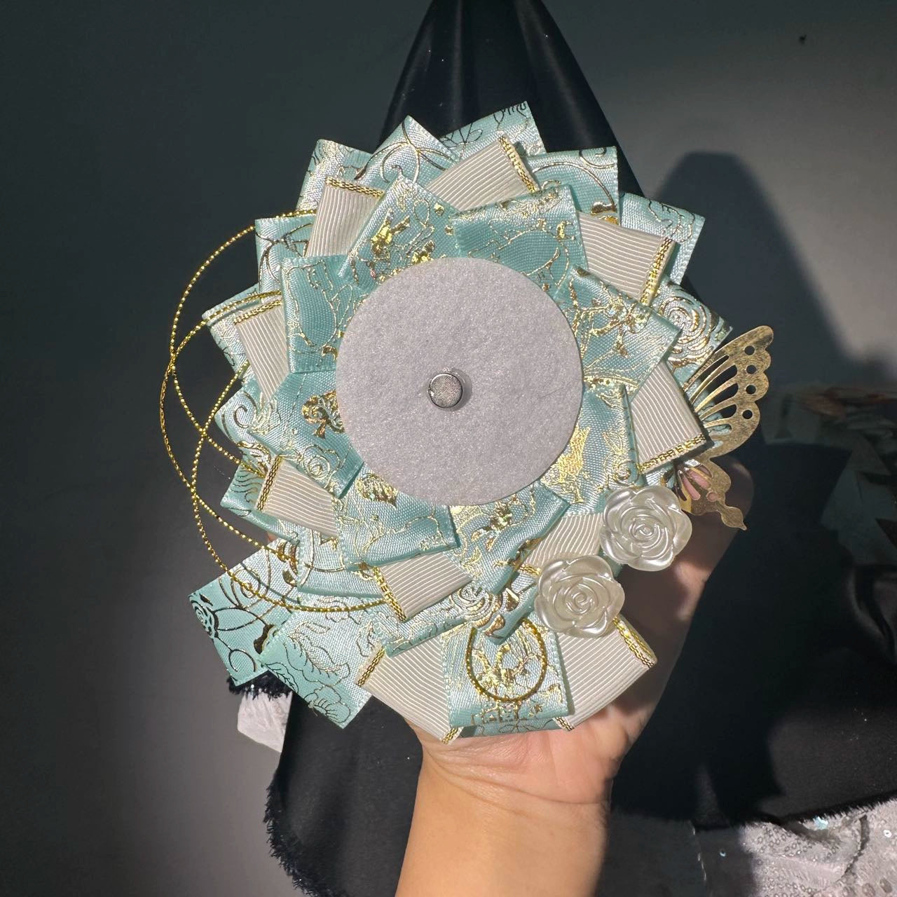 Handmade Lotus Flower Lace Badge Holder – Ita Bag Decoration Base for 2.28-2.95 inch (58mm-75mm) Badges