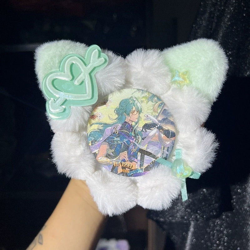 Handmade Cat Ears Badge Holder – Ita Bag Decoration Base for 2.28-2.95 inch (58mm-75mm) Badges