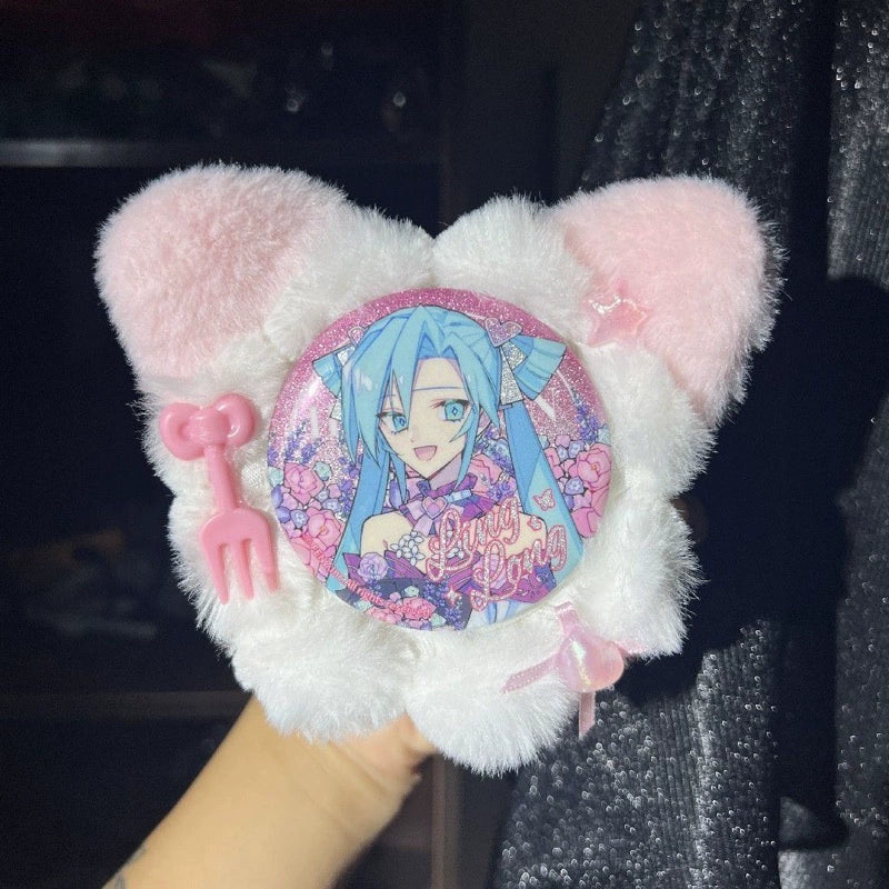 Handmade Cat Ears Badge Holder – Ita Bag Decoration Base for 2.28-2.95 inch (58mm-75mm) Badges