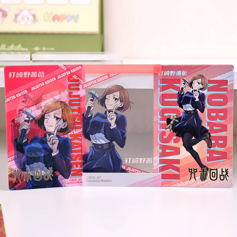 Official Licensed Jujutsu Kaisen Holographic Lenticular Card Set - 3 Collectible Cards (Gojo Satoru, Fushiguro Megumi, Kugisaki Nobara, Itadori Yuji)