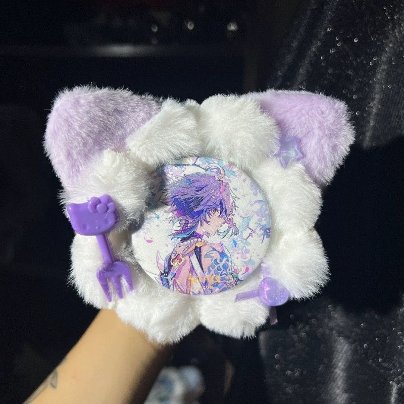 Handmade Cat Ears Badge Holder – Ita Bag Decoration Base for 2.28-2.95 inch (58mm-75mm) Badges