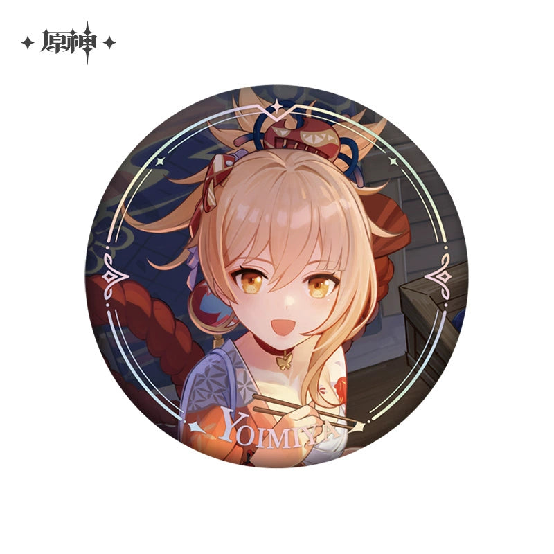 Lisenced Genshin Impact Character PV Series Tinplate Badge – 2.28inches(58mm) – Furina & Wanderer