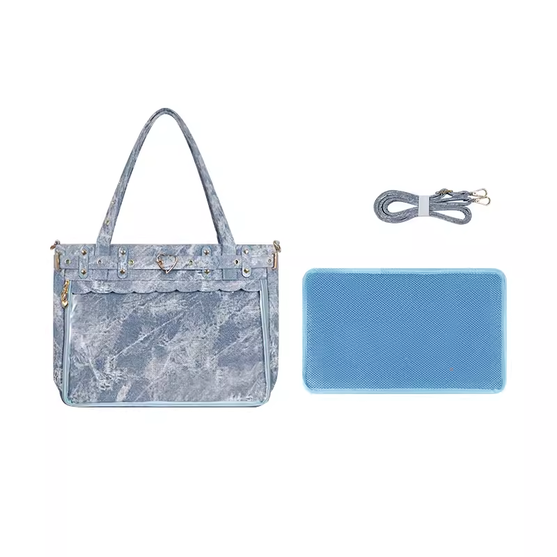 Gothic Punk PU Leather Itabag with Transparent Window