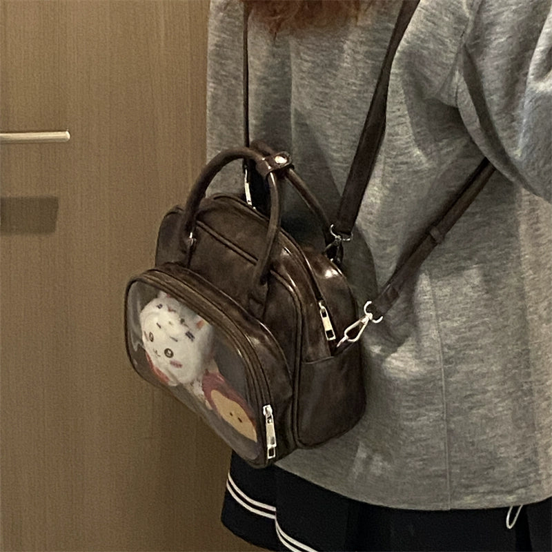 Stylish Brown-Tone Ita Backpack – Anime-Inspired Plushie Bag for Daily & Commuter Use