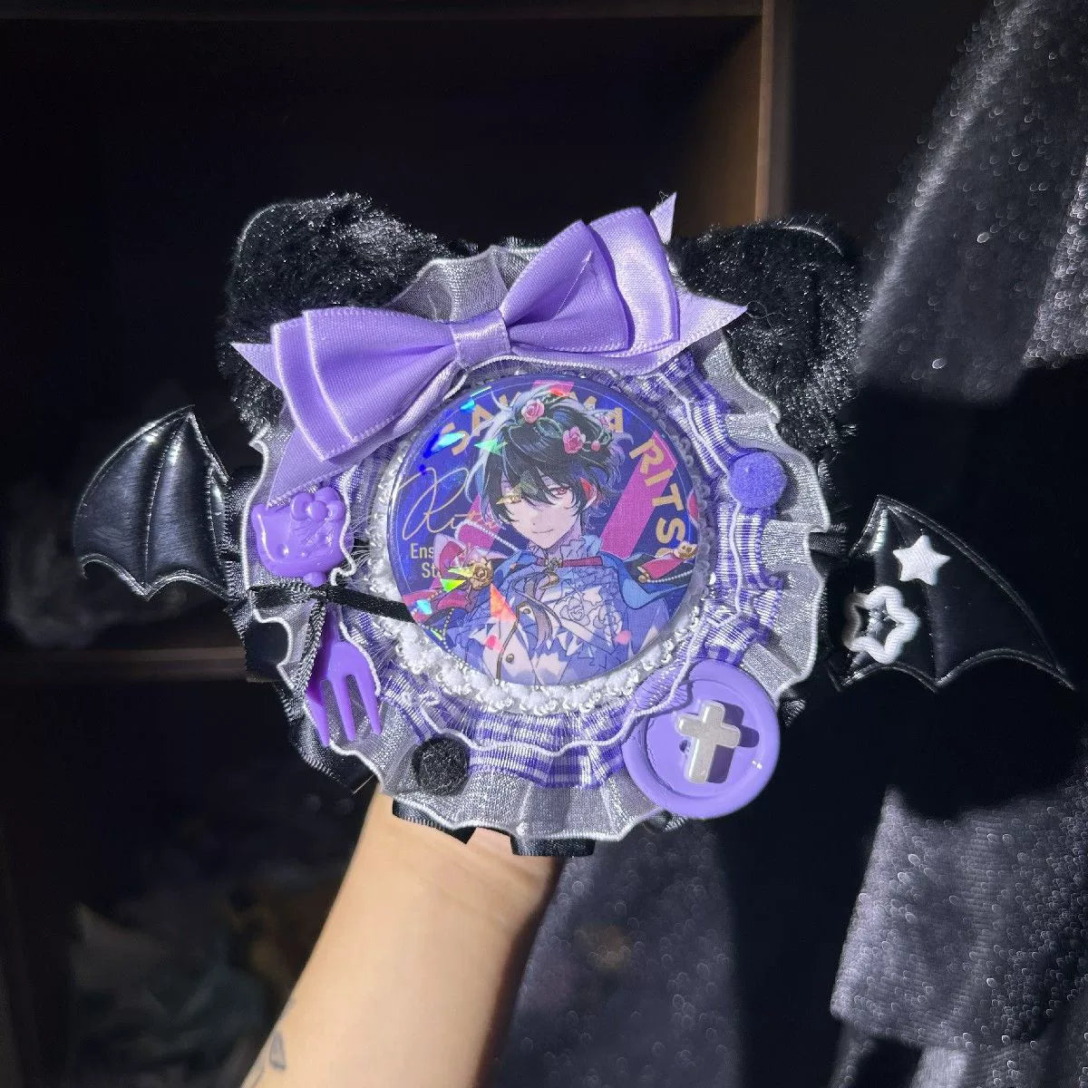 Handmade Demon Cat Feast Badge Holder – Ita Bag Decoration Base for 2.28-2.95 inch (58mm-75mm) Badges