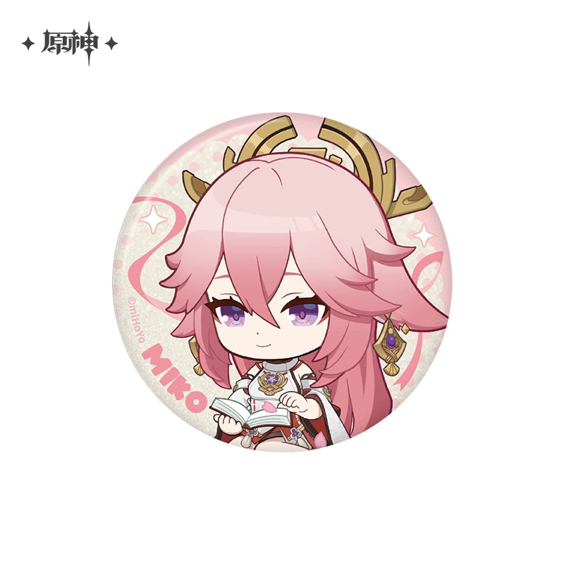 Lisenced Genshin Impact Character Illustration Series Badge – 2.28 inches(58mm) – Xiao & Albedo
