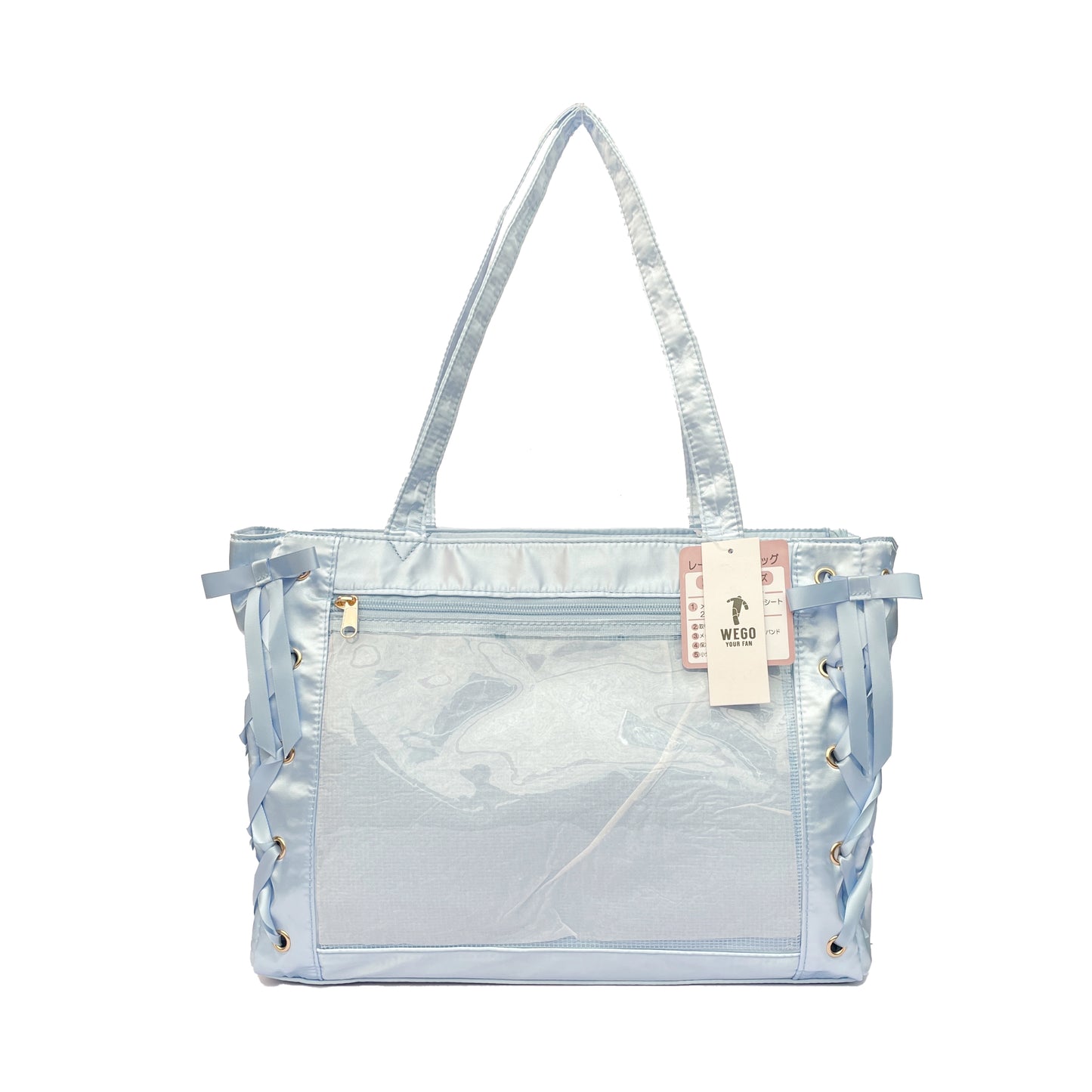Japanese WEGO Satin Ita Bag – Large Capacity Commuter Bag with Ribbons