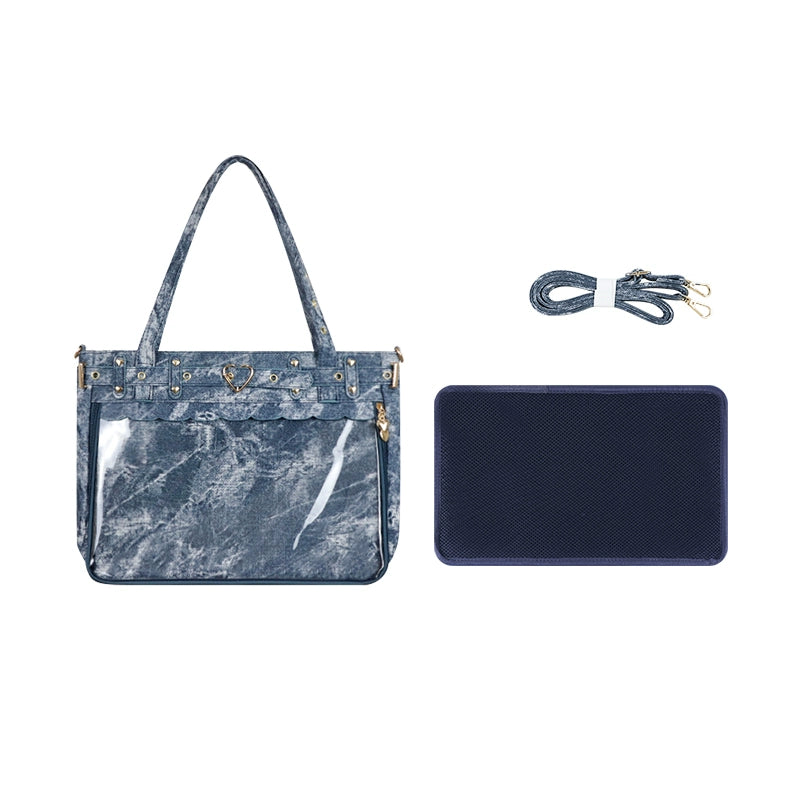 Gothic Punk PU Leather Itabag with Transparent Window