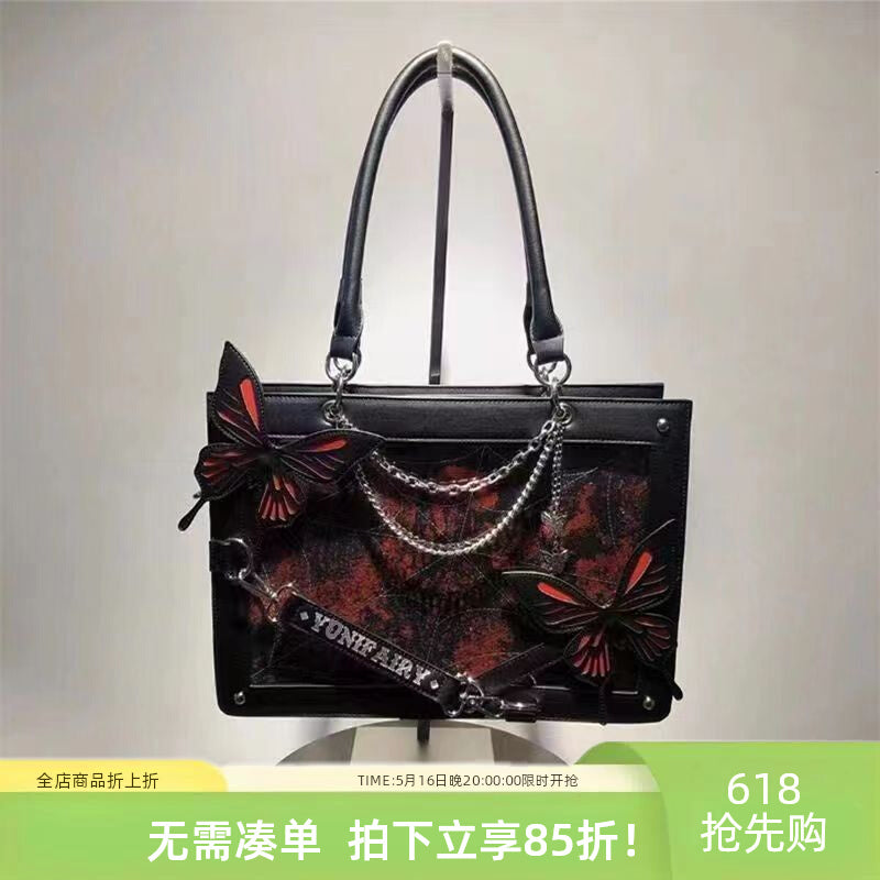 Lolita Gothic Spider Web Dark Series Pain Bag Labyrinth Butterfly Girl Casual Shoulder Crossbody Tote Bag