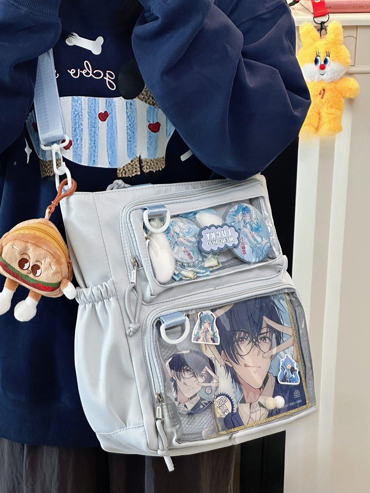 Cute Large Ita Bag – Crossbody/Shoulder School Bag for Badges & Plush Toys